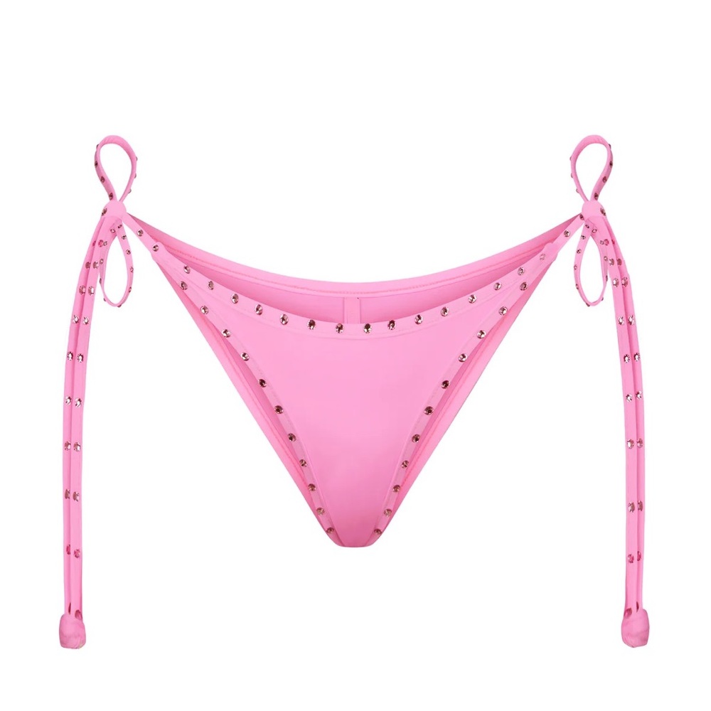 XS Skims Rhinestone Tie Bikini Bottom in Light Pink **New with Tags**
